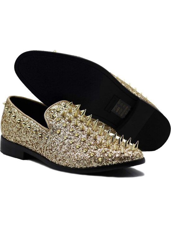 Enzo Romeo Men\'s Gold Rubber Sole Vintage Loafers Slip On Classic Tuxedo Shoes main image 6